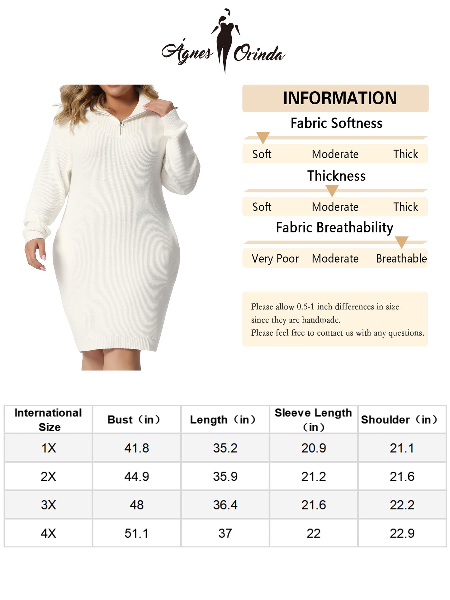 Women's Plus Size Casual Zip Up Long Sleeve Knit Sweater Dress Foldover Collar Loose Pullover Jumper Sweater