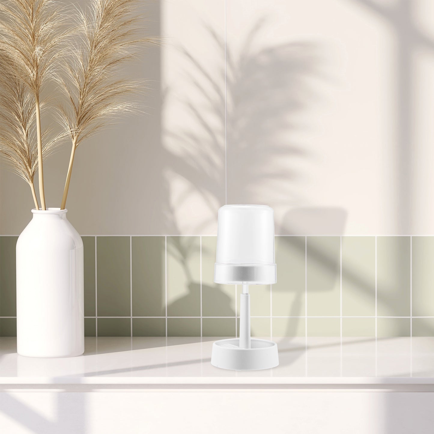 Portacepillos ajustable con tapa para baño, 27,6 cm, color blanco
