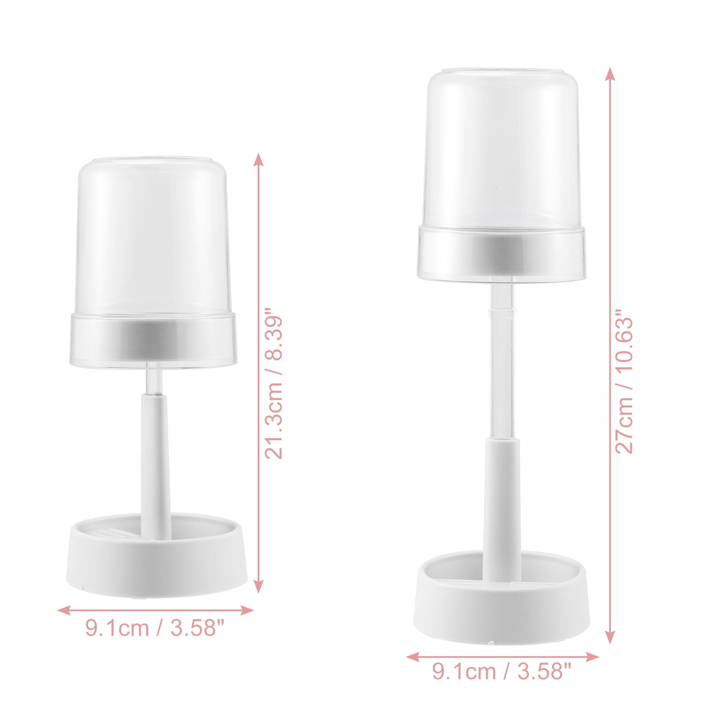 Portacepillos ajustable con tapa para baño, 27,6 cm, color blanco