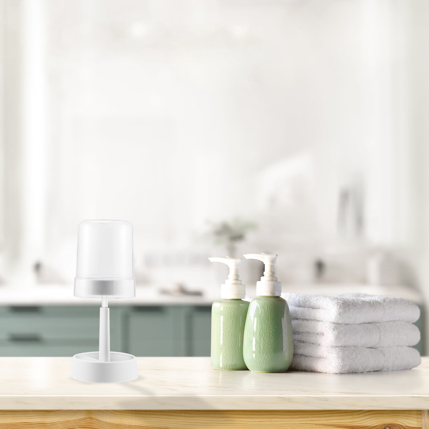 Portacepillos ajustable con tapa para baño, 27,6 cm, color blanco