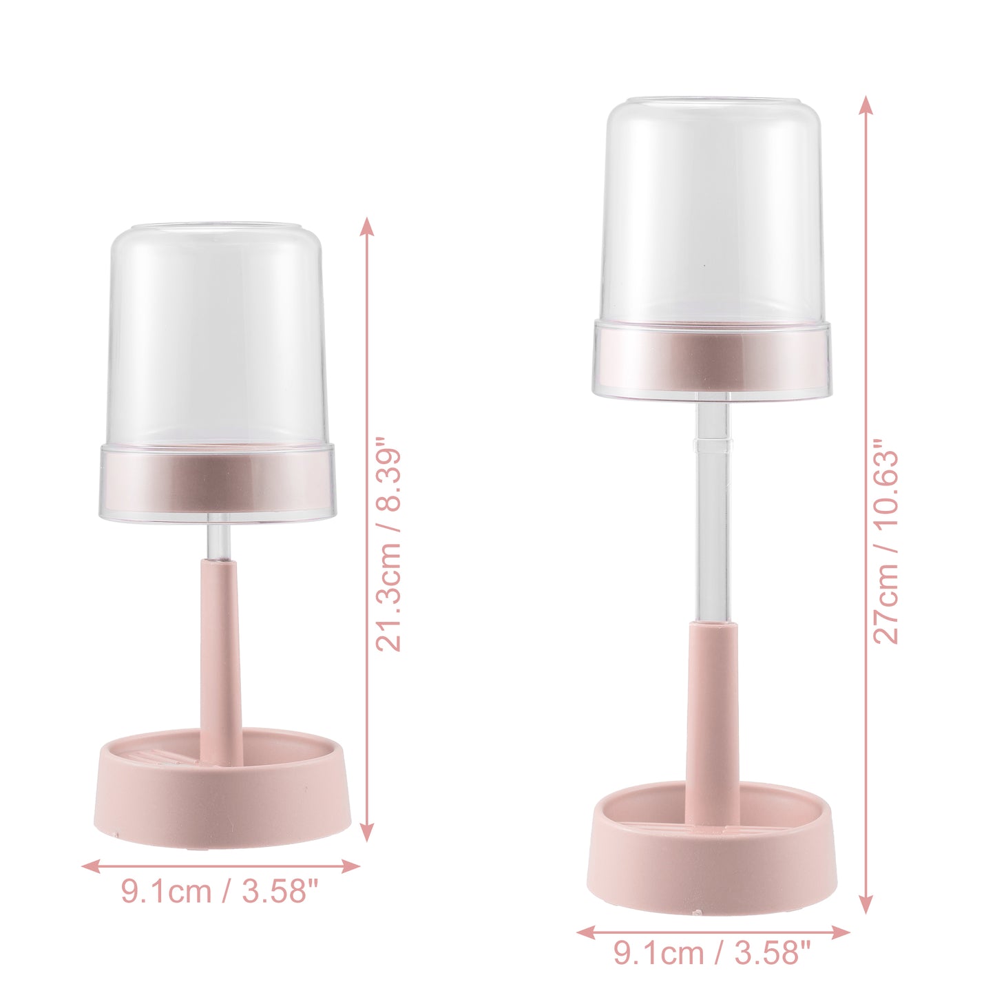 Adjustable Toothbrush Holder with Cover for Bathroom, 10.63" Pinnk