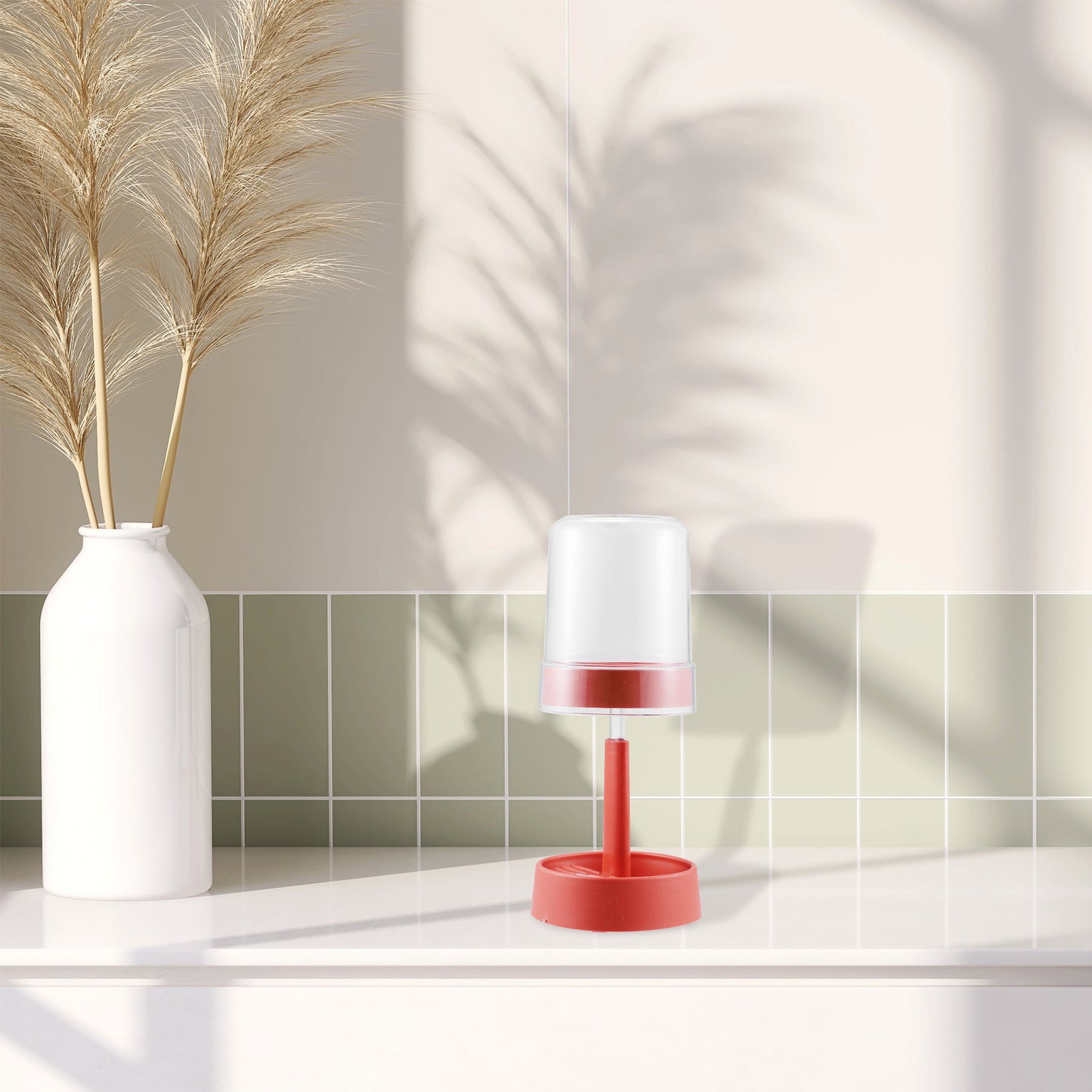 Adjustable Toothbrush Holder with Cover for Bathroom, 10.63" Red