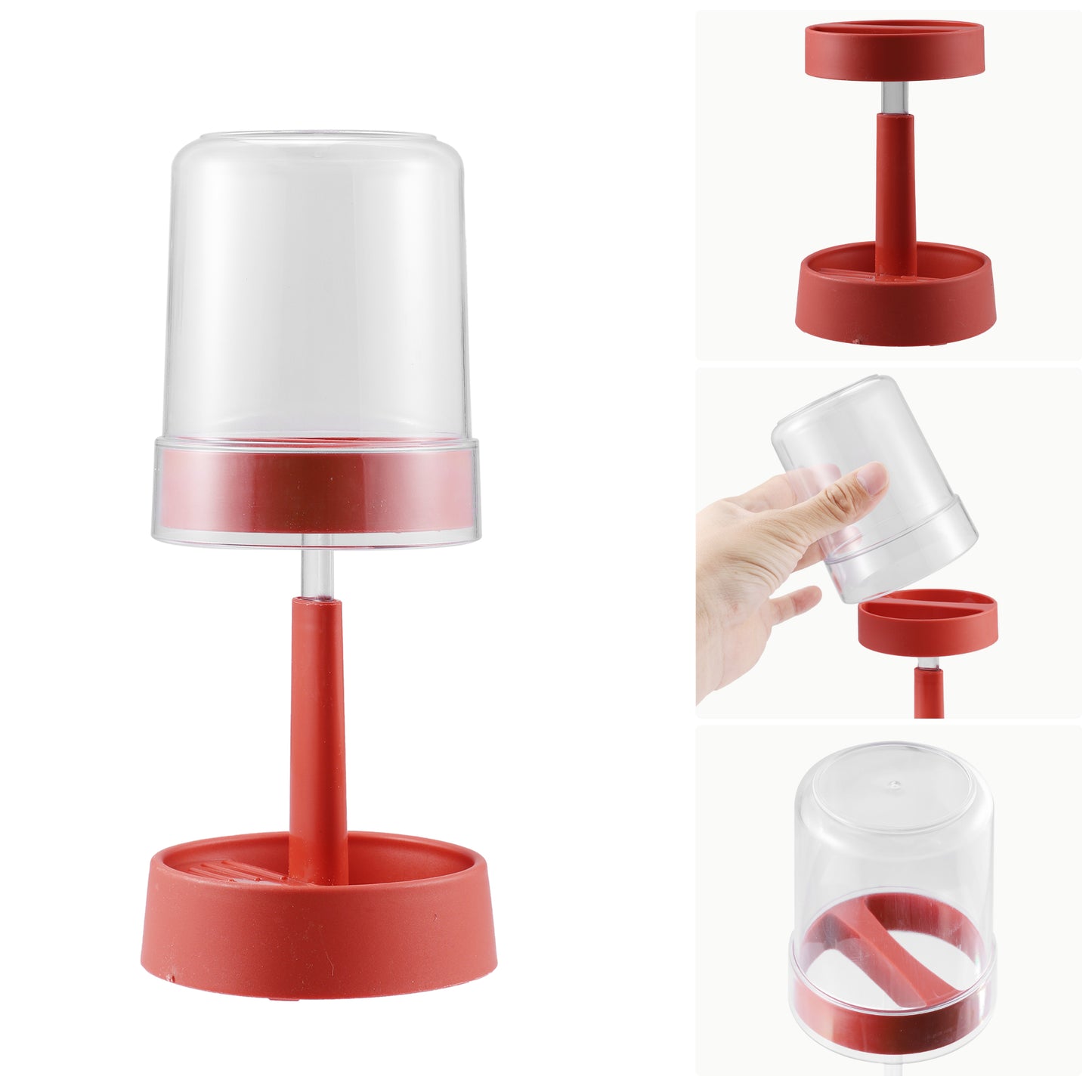 Adjustable Toothbrush Holder with Cover for Bathroom, 10.63" Red