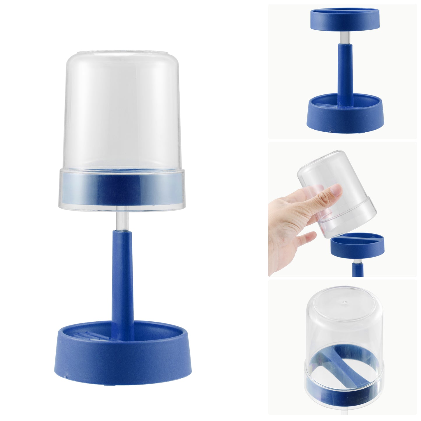 Adjustable Toothbrush Holder with Cover for Bathroom, 10.63" Blue