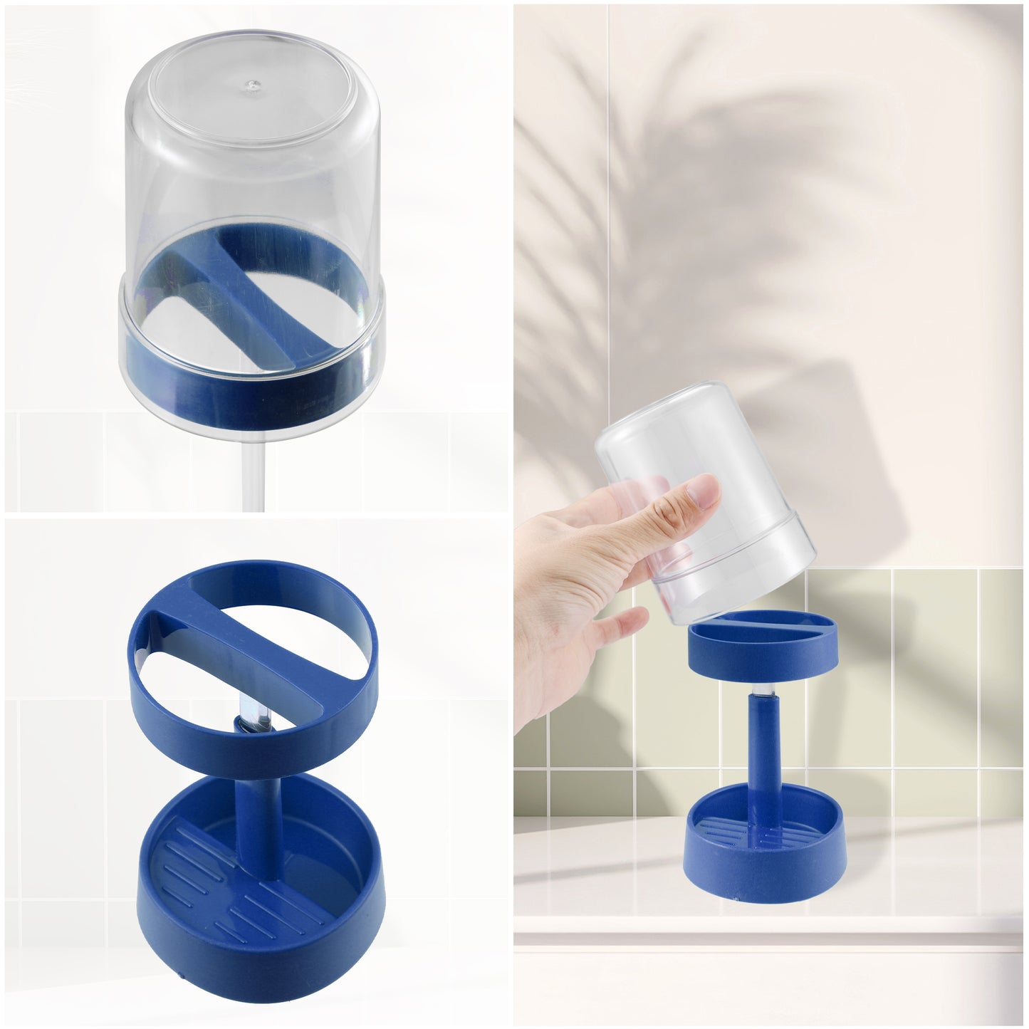 Adjustable Toothbrush Holder with Cover for Bathroom, 10.63" Blue