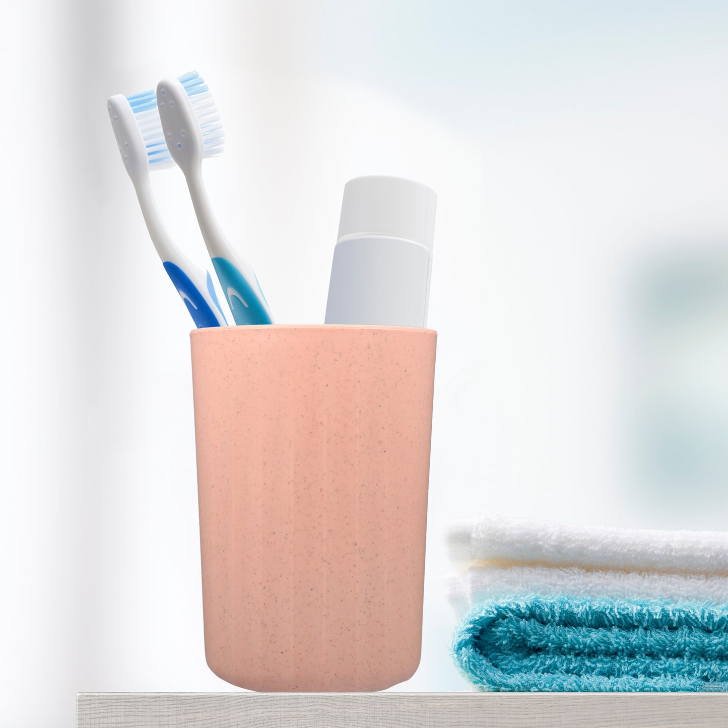 1 Pc Bathroom Tumbler, Wheat Straw Cup for Bathroom 4.09"x2.80" Pink