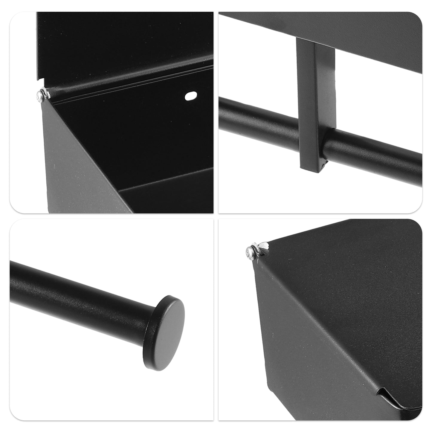 Portarrollos de papel higiénico de pared para baño, 27,5 x 13,5 x 6,5 cm, color negro