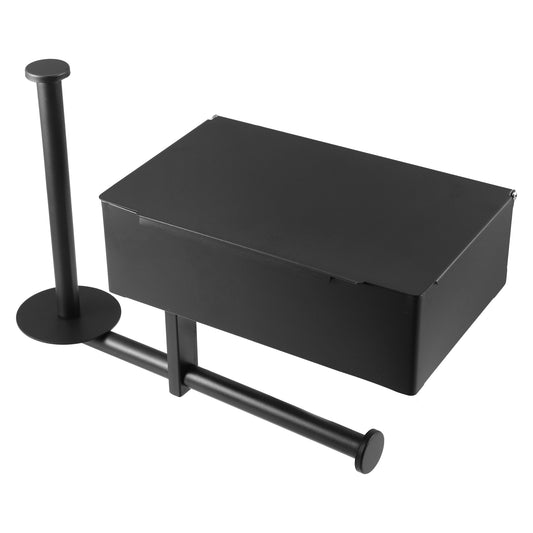 Portarrollos de papel higiénico, estante de pared para baño, color negro