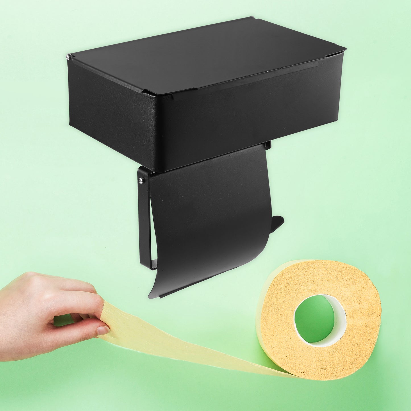 Portarrollos de papel higiénico, soporte de pared para baño, color negro