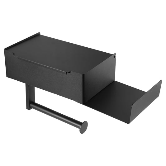 Portarrollos de papel higiénico adhesivo, estante de pared para baño, color negro