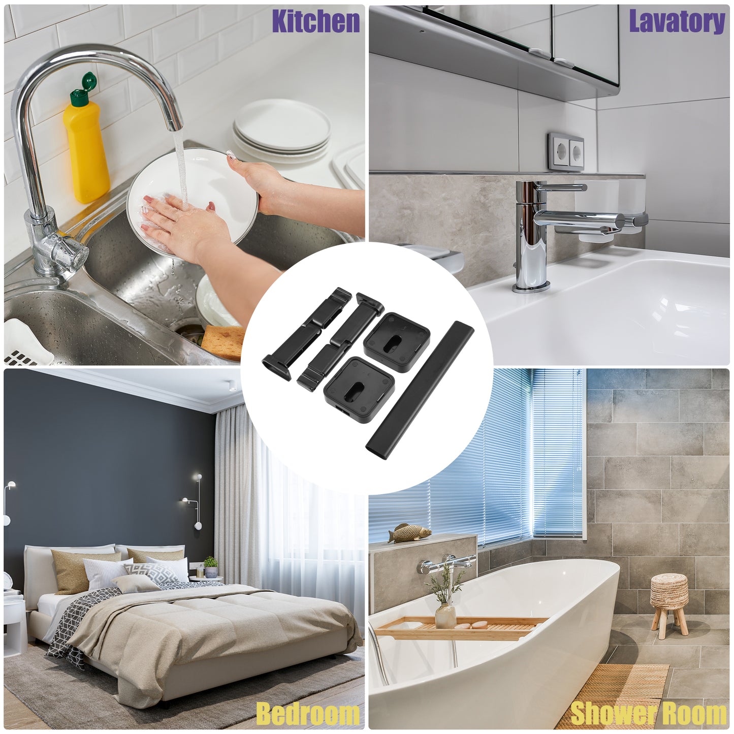 1 Set Wall Mounted Towel Rack Organizer, No Drill for Bathroom, 12.80"x2.95"x2.36" Black