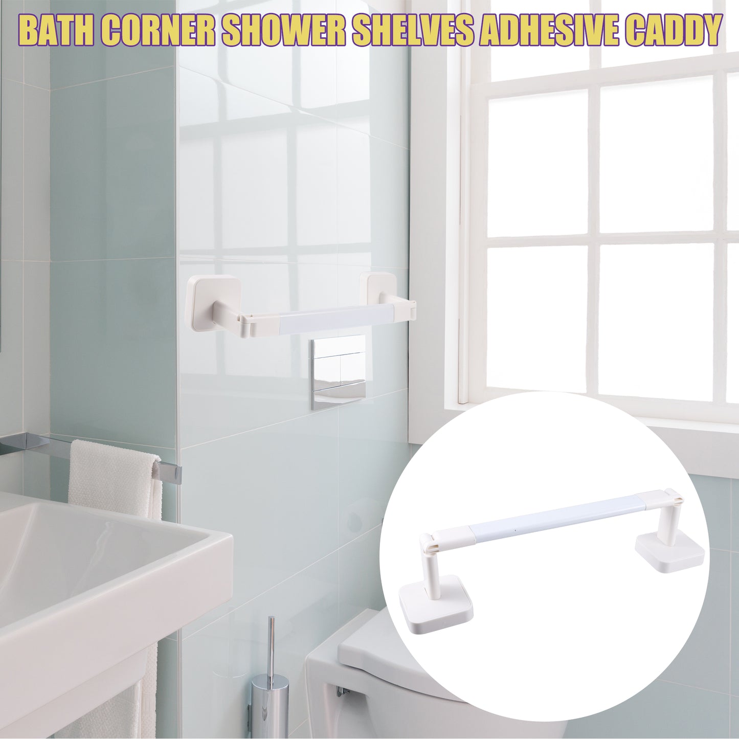 1 Set Wall Mounted Towel Rack Organizer, No Drill for Bathroom, 12.80"x2.95"x2.36" White