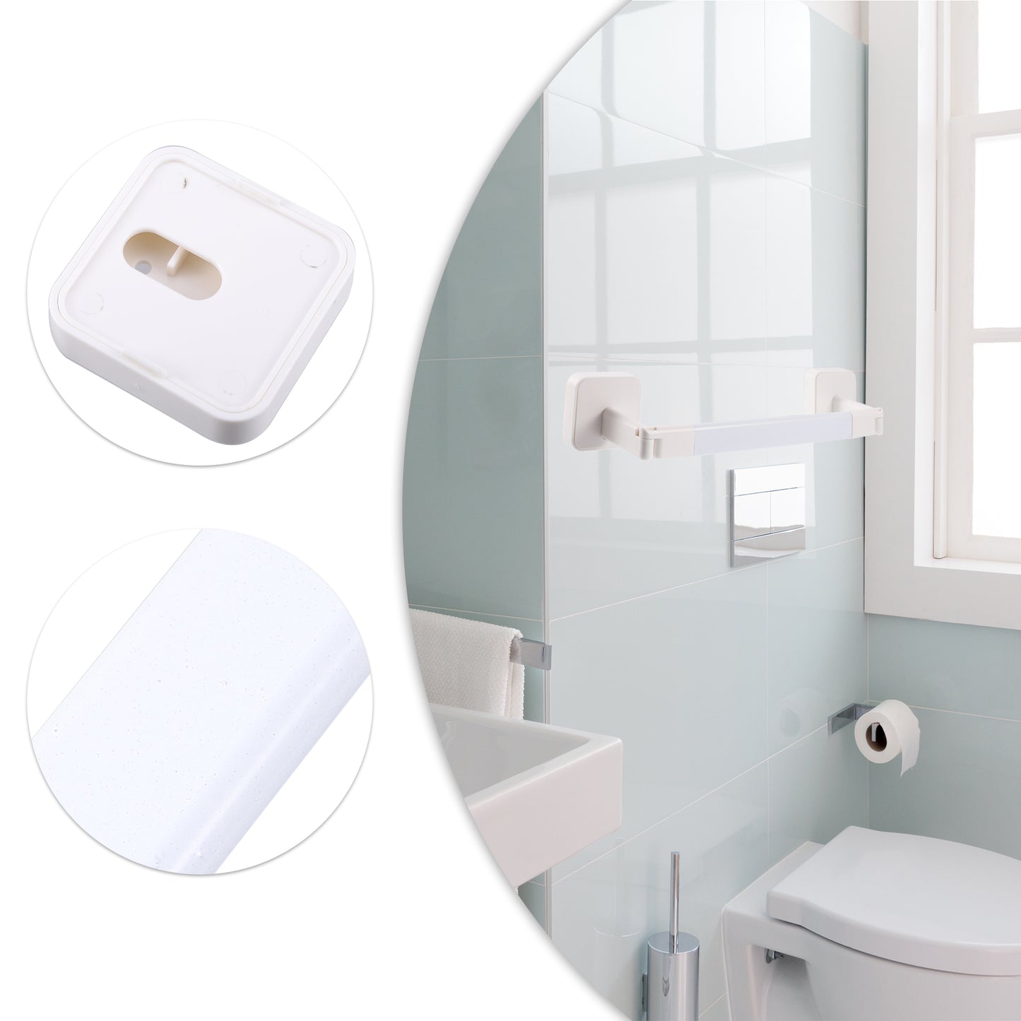 1 Set Wall Mounted Towel Rack Organizer, No Drill for Bathroom, 12.80"x2.95"x2.36" White