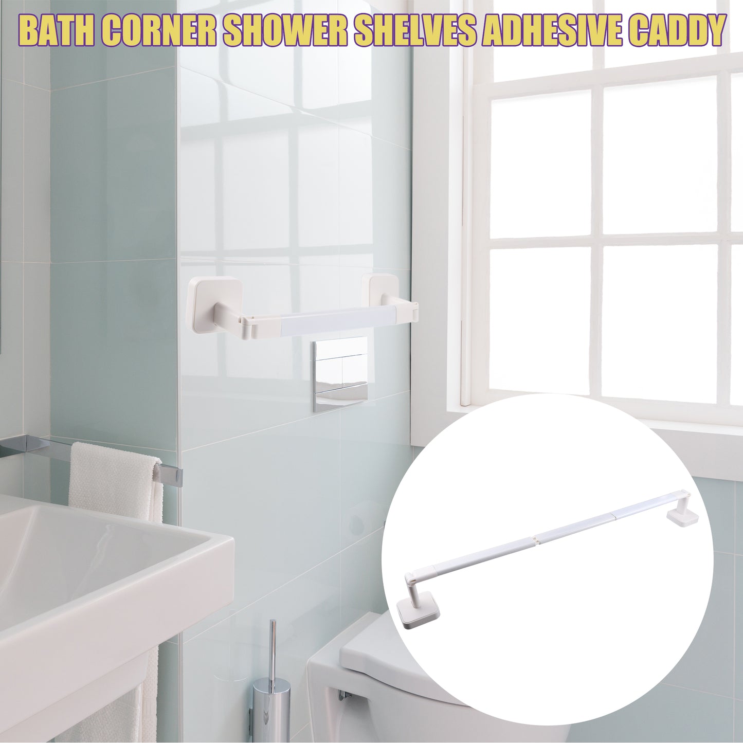 1 Set Wall Mounted Towel Rack Organizer, No Drill for Bathroom, 27.56"x2.95"x2.36" White