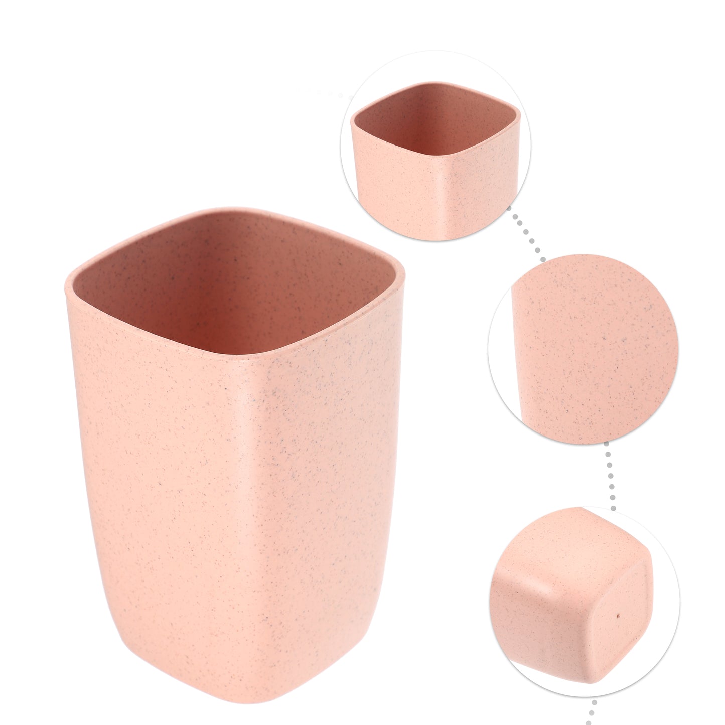 Square Shape Bathroom Tumblers PP Cup for Bathroom 4.09"x2.76" Pink