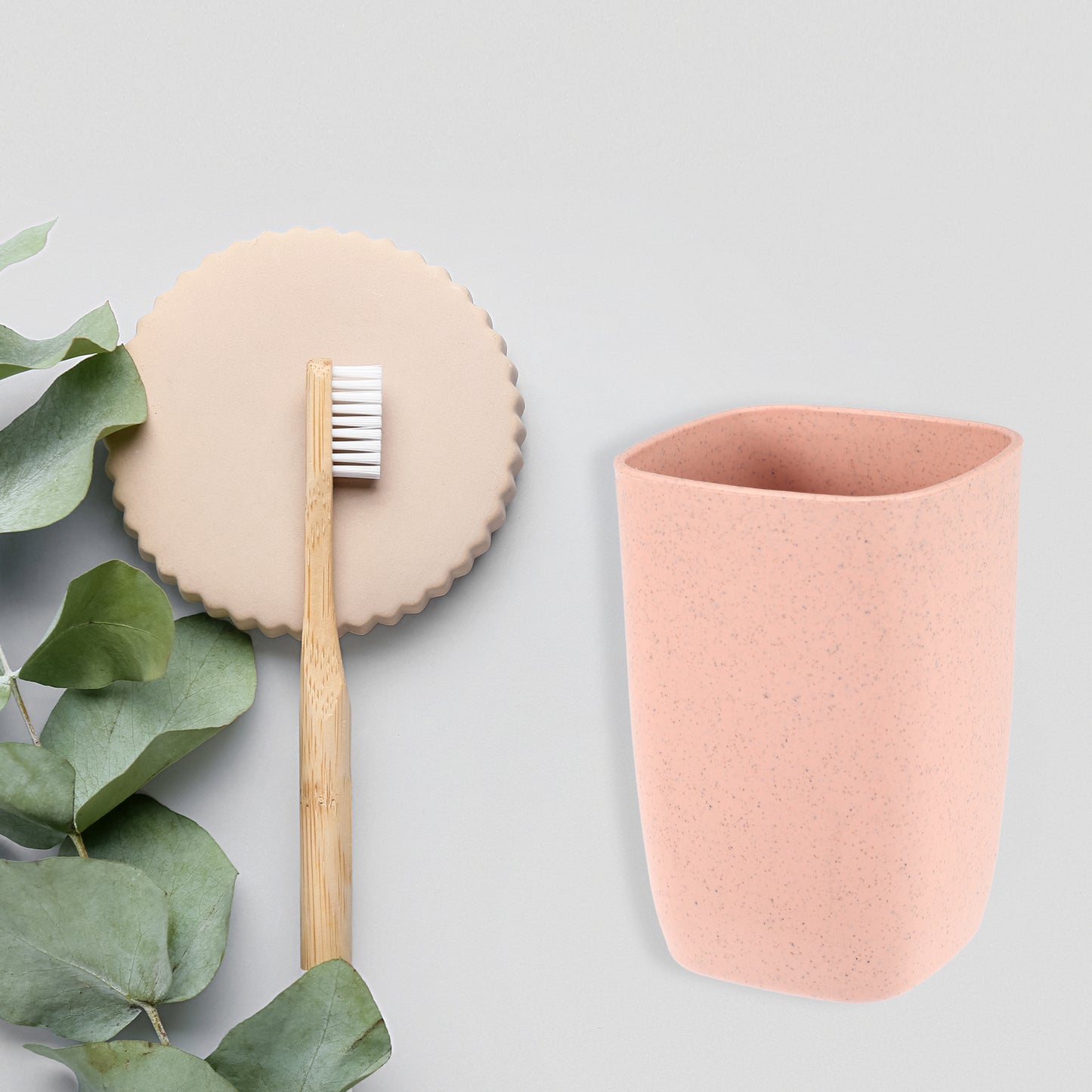 Square Shape Bathroom Tumblers PP Cup for Bathroom 4.09"x2.76" Pink