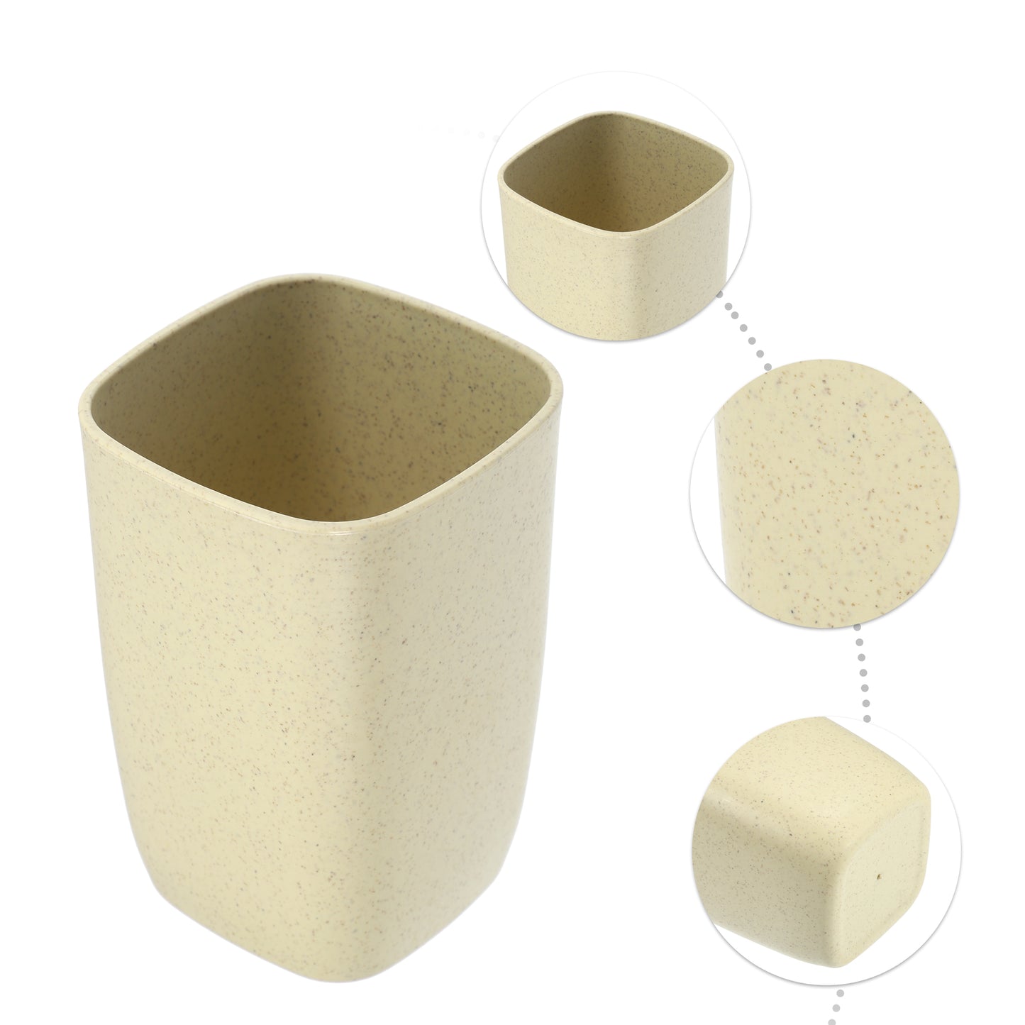 Square Shape Bathroom Tumblers PP Cup for Bathroom 4.09"x2.76" Beige