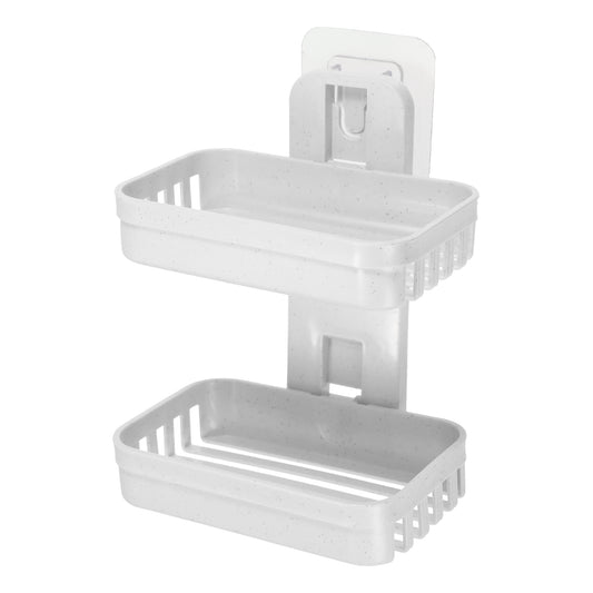 1 jabonera de plástico sin taladro para baño, color beige
