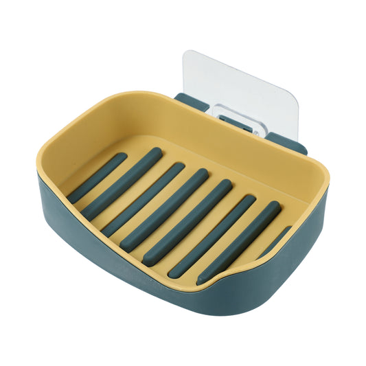 1 Pc Plastic Soap Dish Drill Free Wall Mounted Soap Holder, 13x9.2cm Yellow