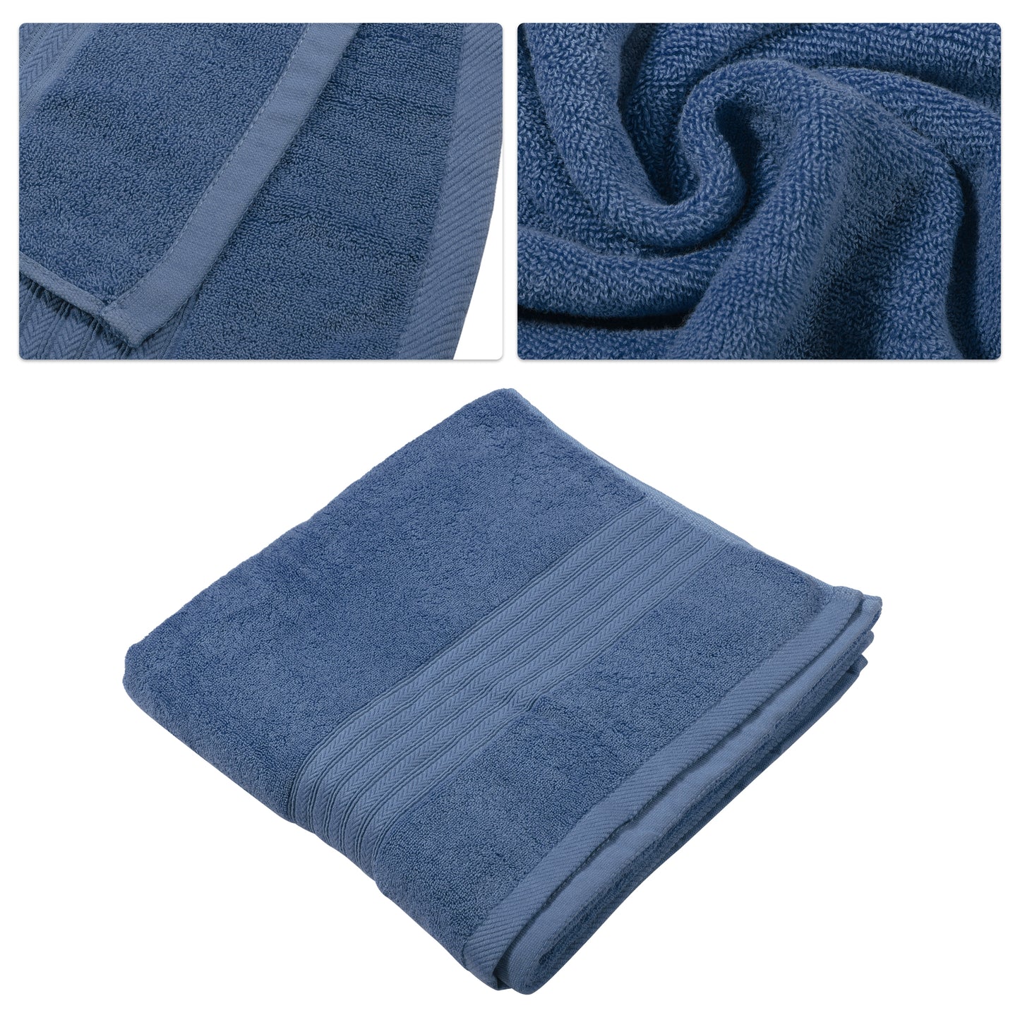 1 Pc Classic Soft Absorbent Cotton Bath Towel, Deep Blue 55.12"x27.17"