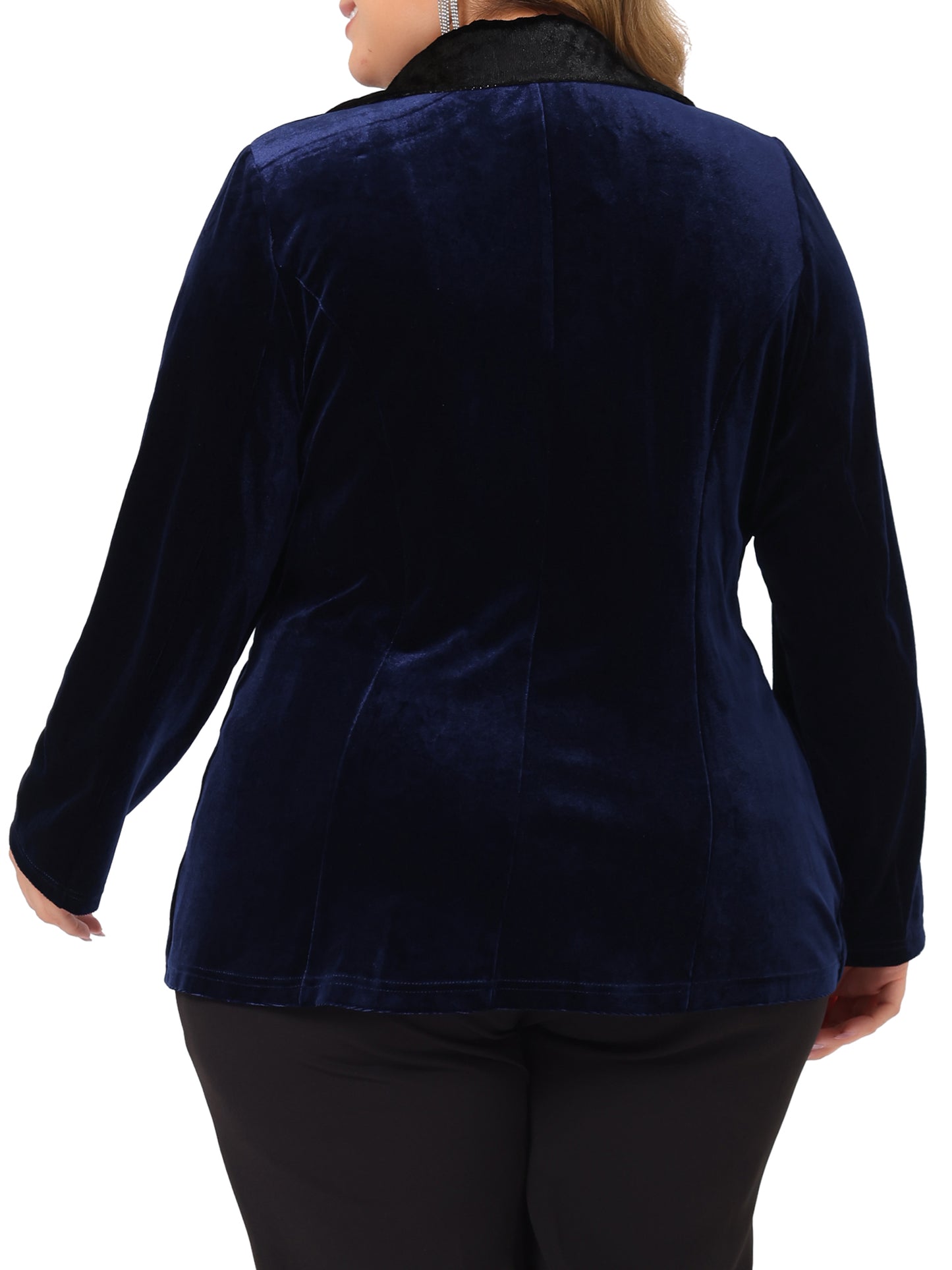 Women Plus Size Velvet Blazer Jacket Evening Sparkle Party Suit Blazers with Pockets