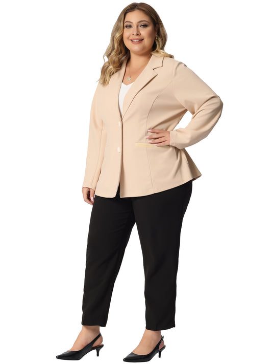 Blazer de talla grande para mujer, con solapa con muescas y cuello en V, para oficina, trabajo, negocios, chaqueta, blazer