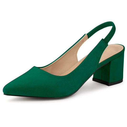 Zapatos de tacón de bloque con punta puntiaguda para mujer