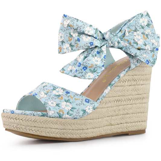 Women's Floral Printed Slingback Espadrille Wedge Sandals