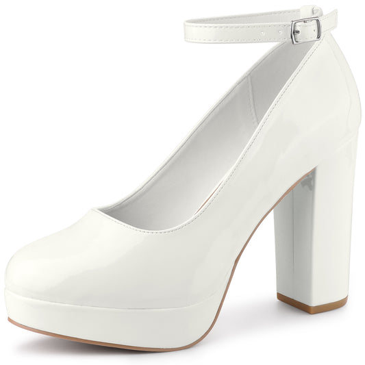 Zapatos Mary Jane de tacón grueso con plataforma y tira al tobillo para mujer