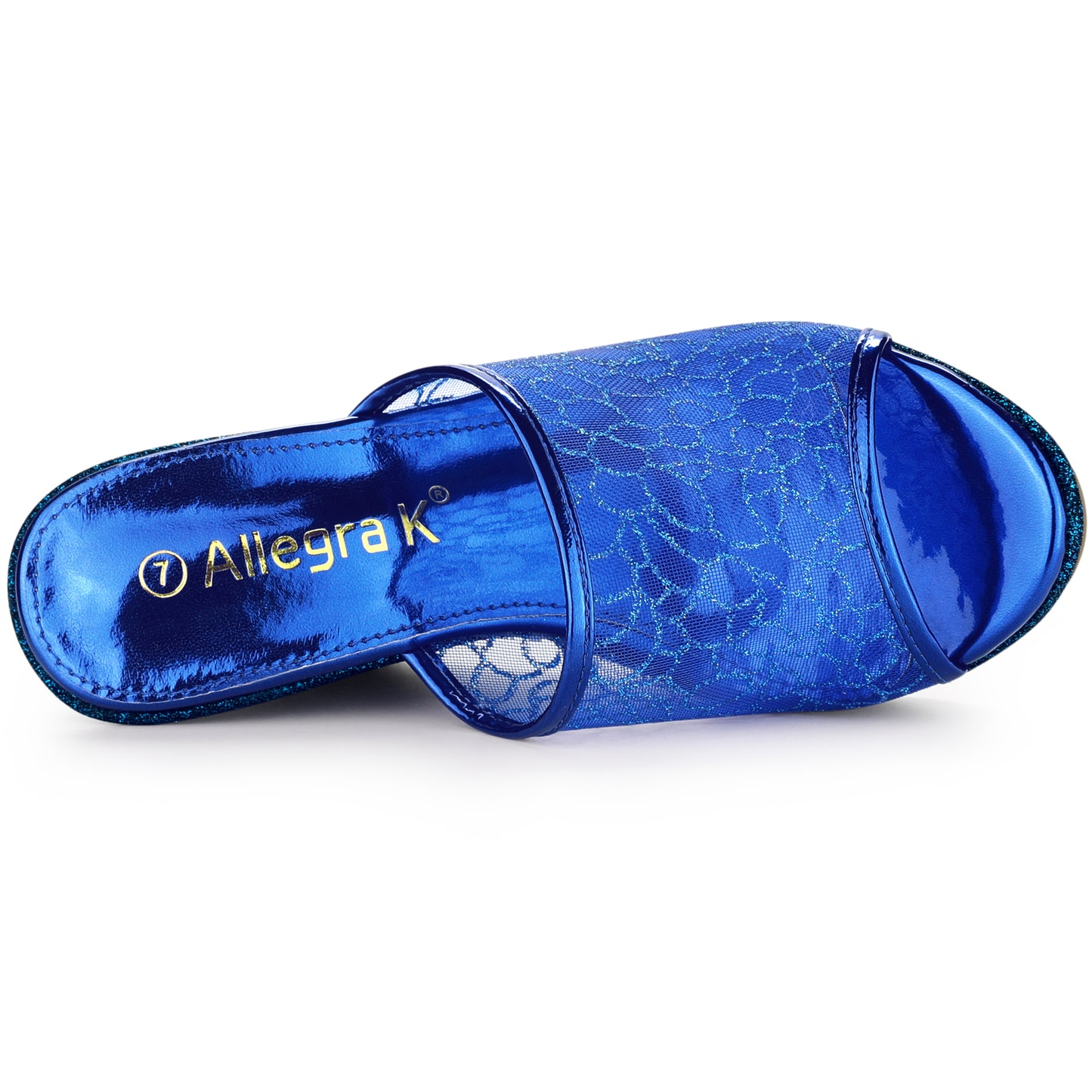 Women's Glitter Platform Wedges Slip On Wedge Sandals