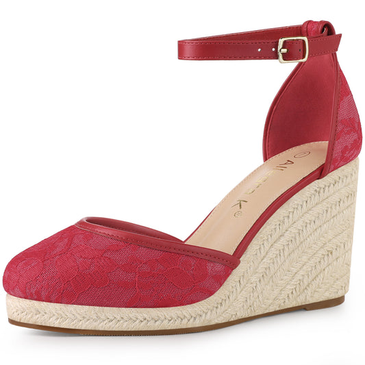 Sandalias de cuña con plataforma y encaje para mujer