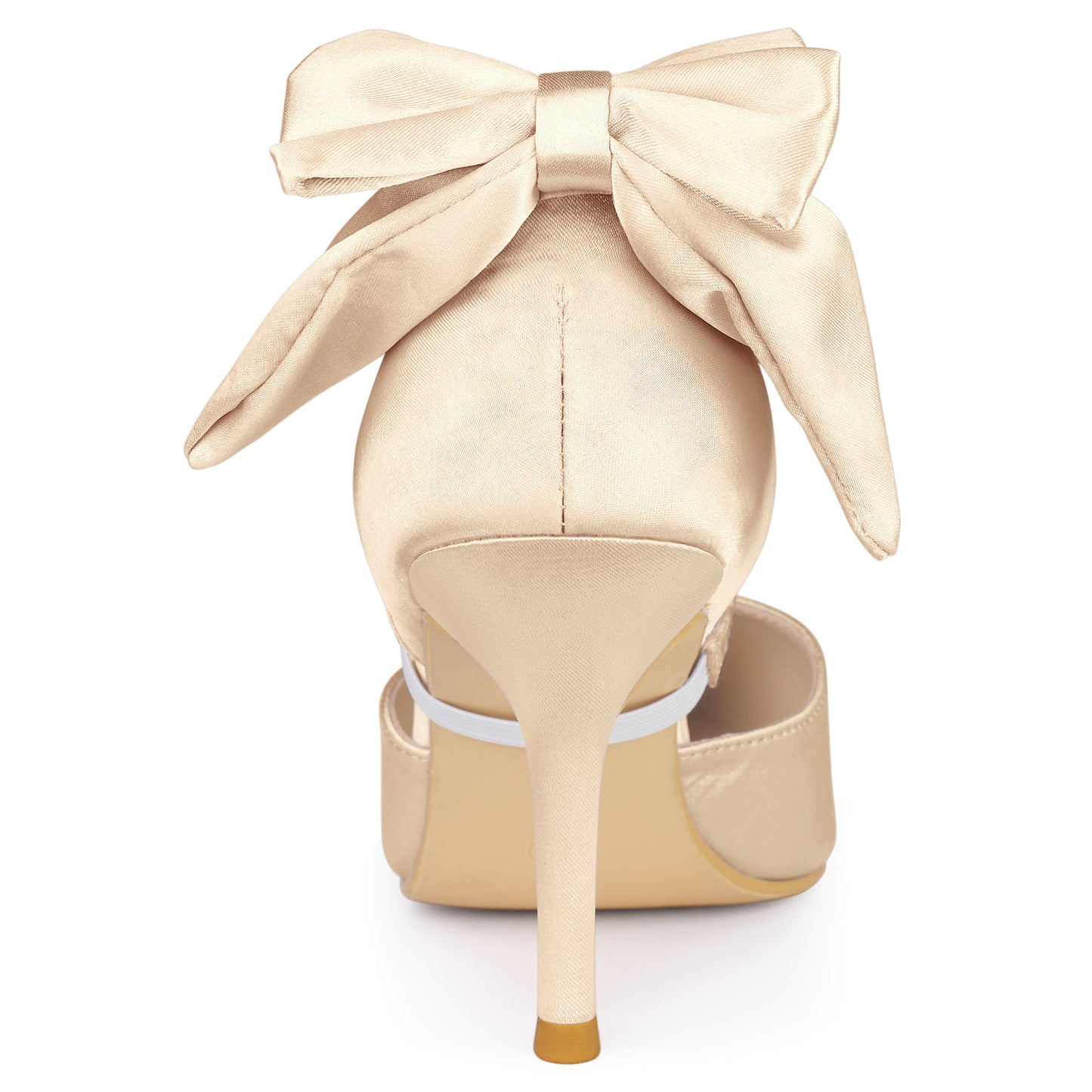 Women's Pointed Toe Bow Satin Stiletto Heels Pumps