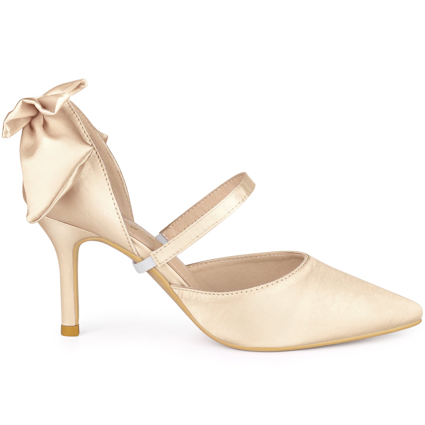 Women's Pointed Toe Bow Satin Stiletto Heels Pumps