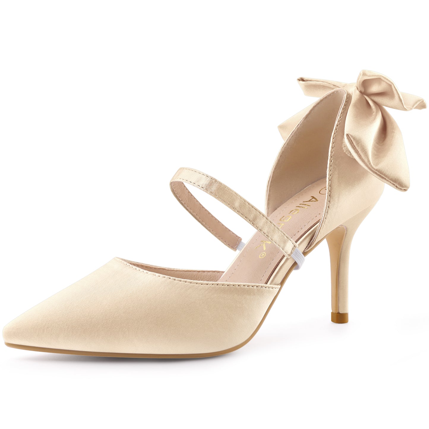 Women's Pointed Toe Bow Satin Stiletto Heels Pumps