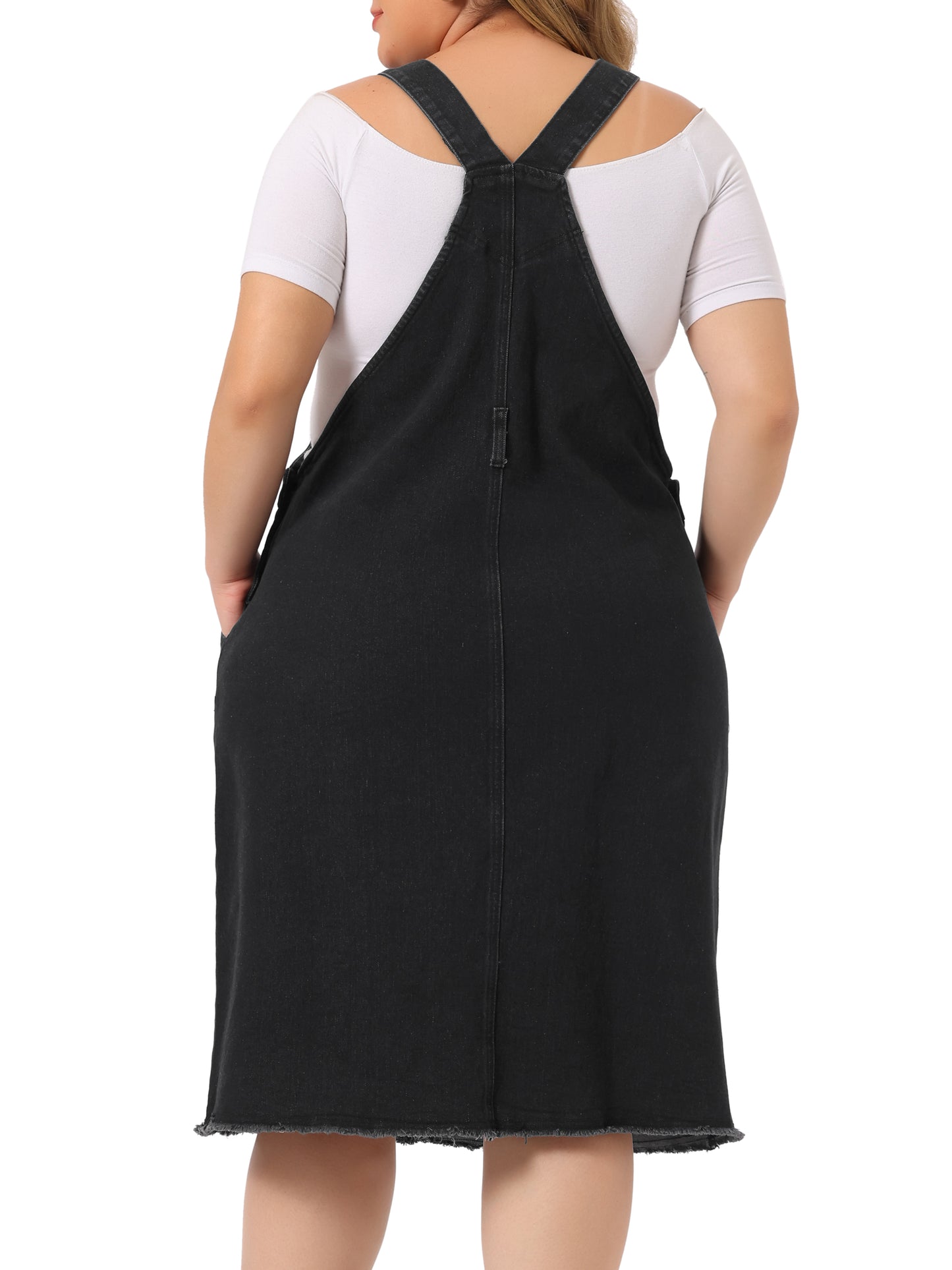 Women's Plus Size Overalls Dresses Jean Skirt Distressed Racerback Suspender Denim Overall Dress