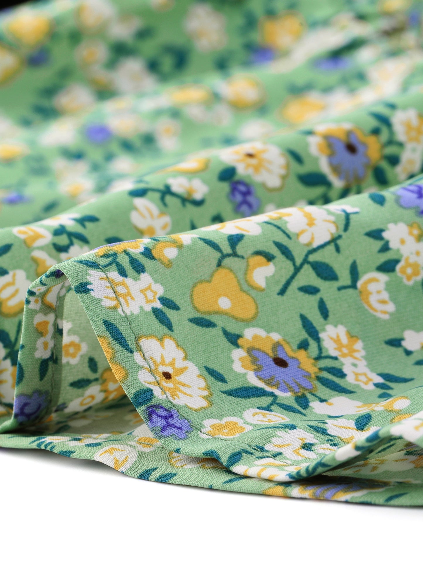 Women's Knee Length Skirt Floral Elastic Waist Flowy Tiered A-Line Ruffle Skirt