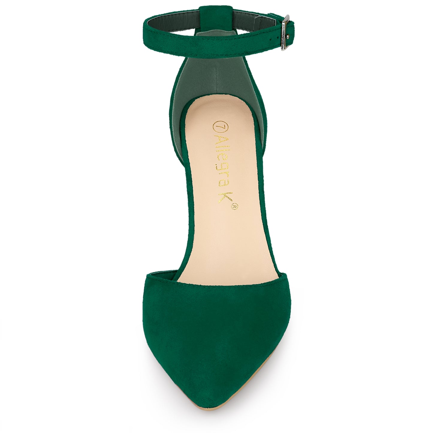 Zapatos de tacón de bloque con punta puntiaguda y tira al tobillo para mujer