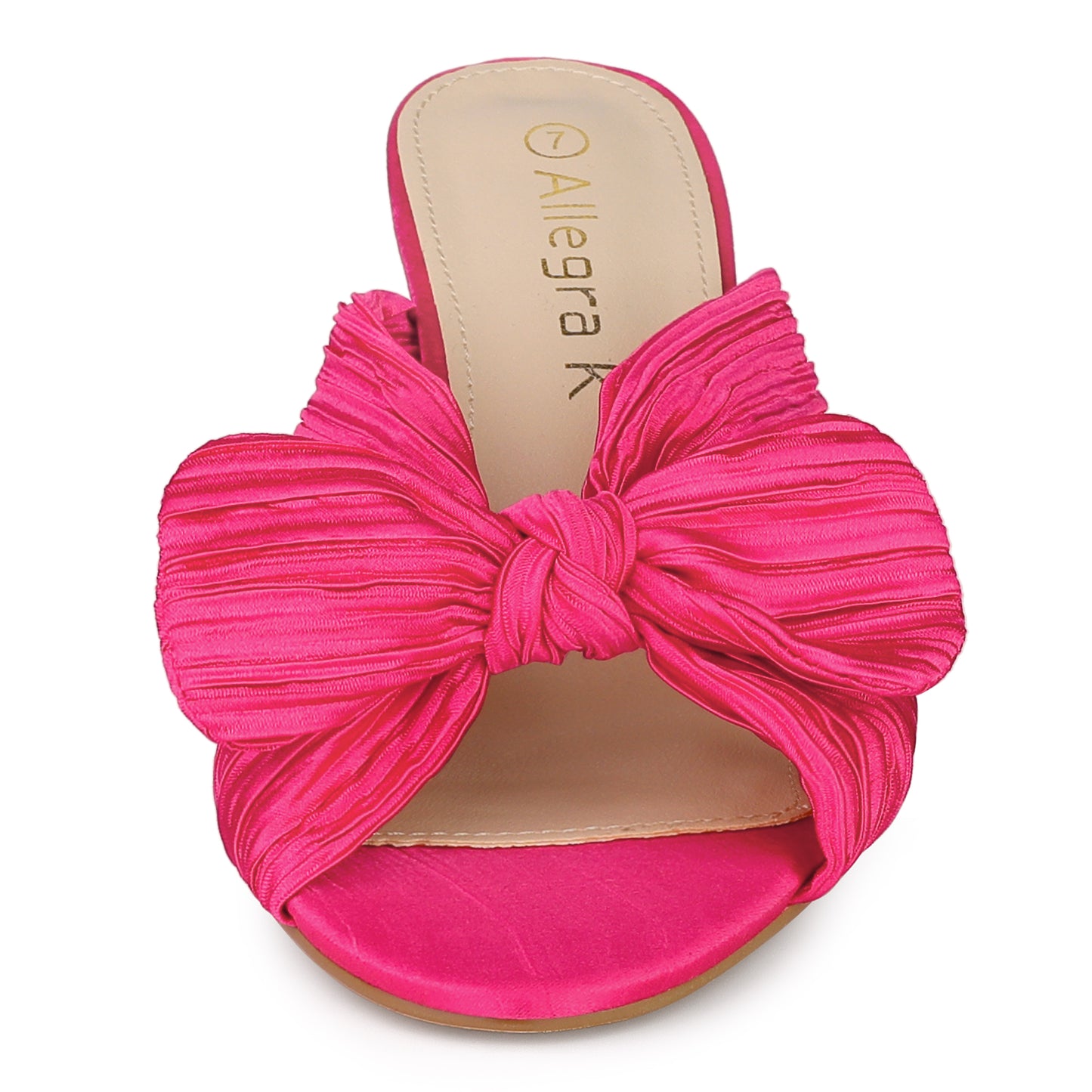 Sandalias de tacón grueso con lazo plisado para mujer