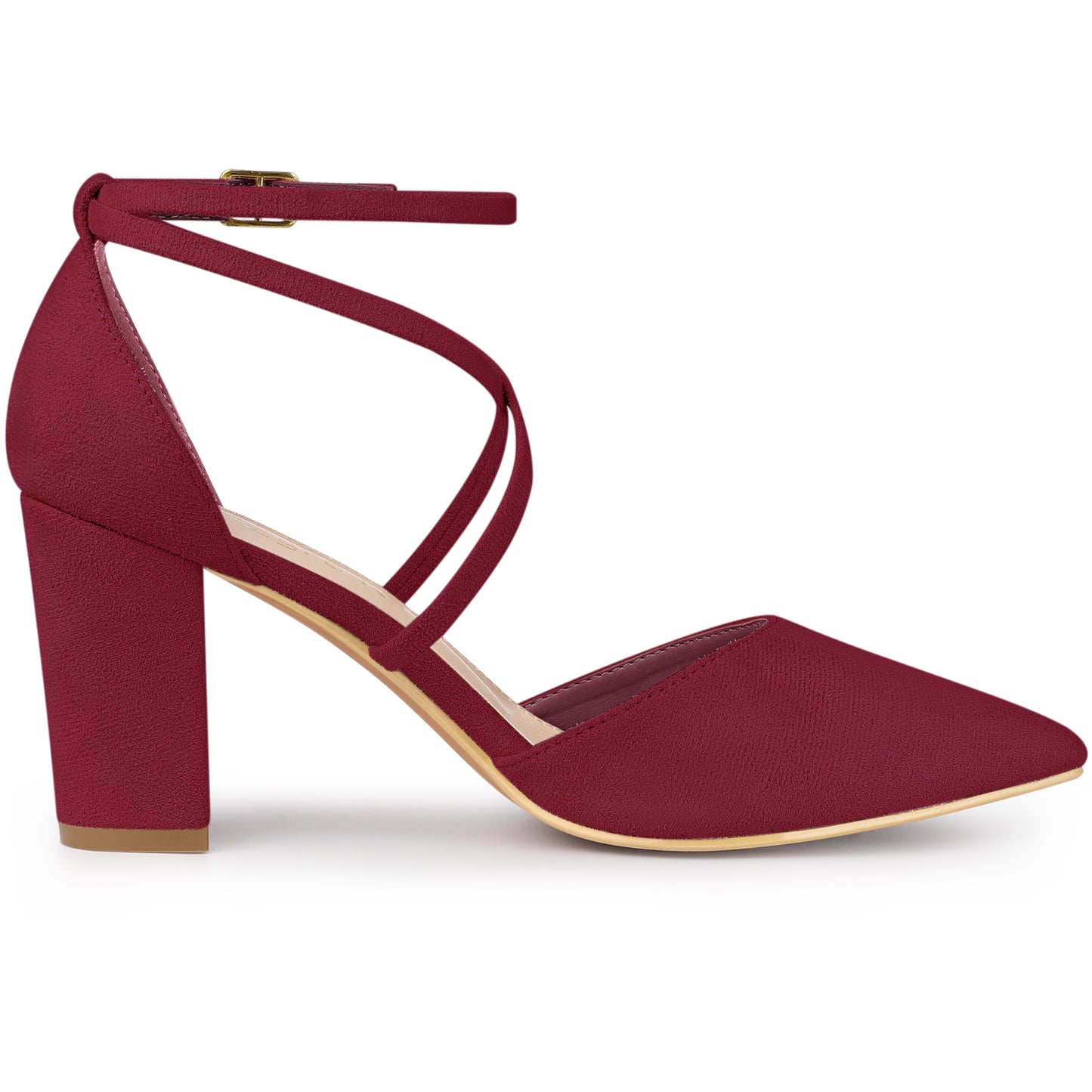 Women's Crisscross Strap Pointed Toe Chunky Heels Sandals Pumps