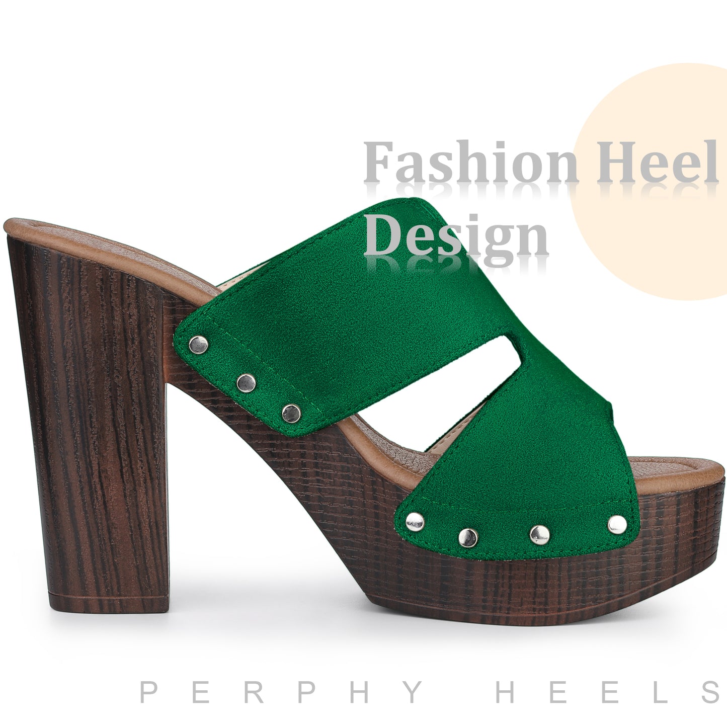 Women Platform Slip On Block High Heels Slides Sandals