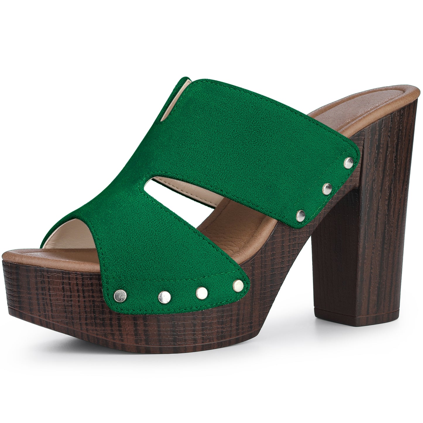 Women Platform Slip On Block High Heels Slides Sandals