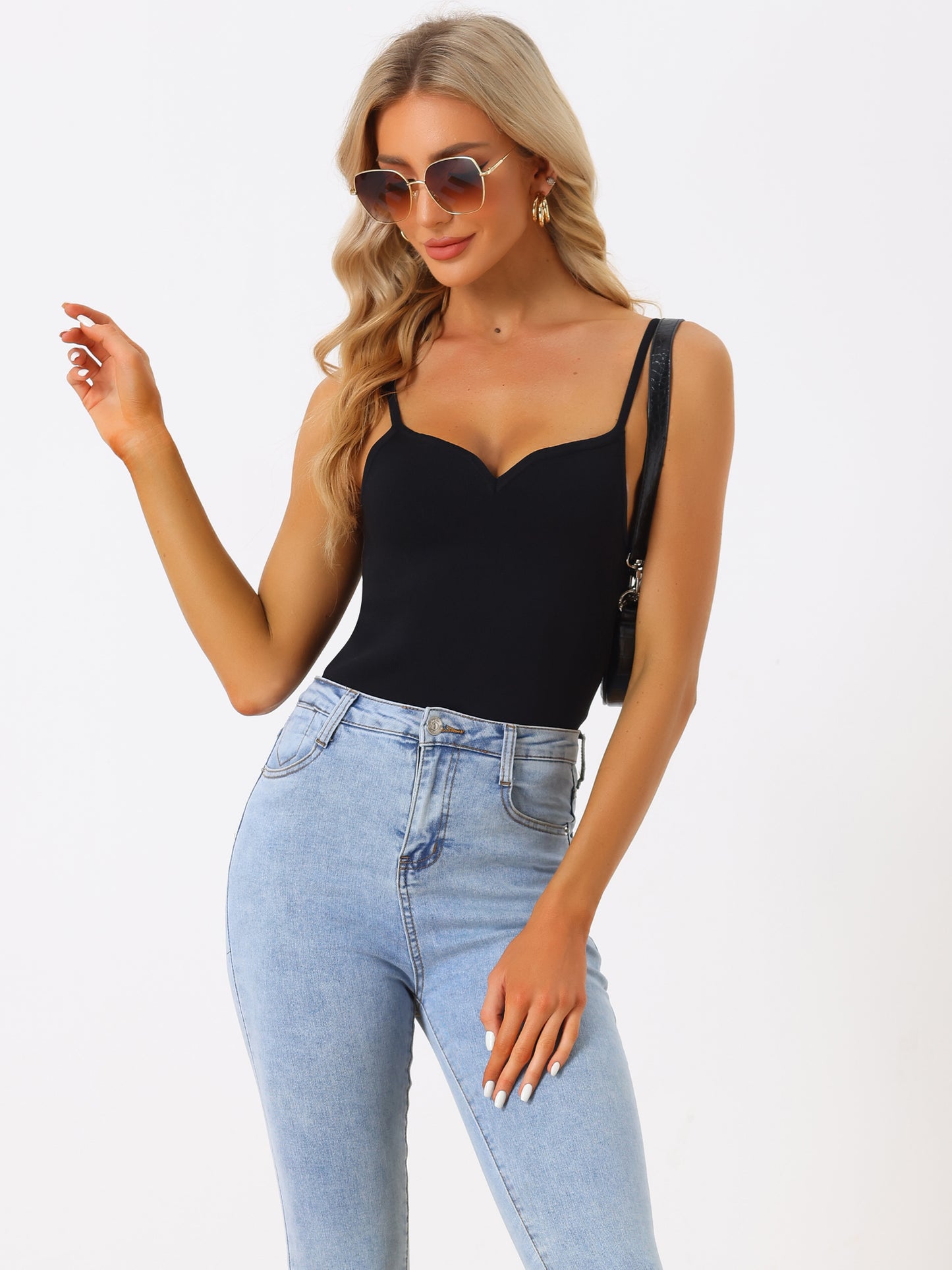 Women's Sexy Shapewear Bodysuit Spaghetti Strap Sleeveless Sweetheart Neck Bodysuits Tank Top