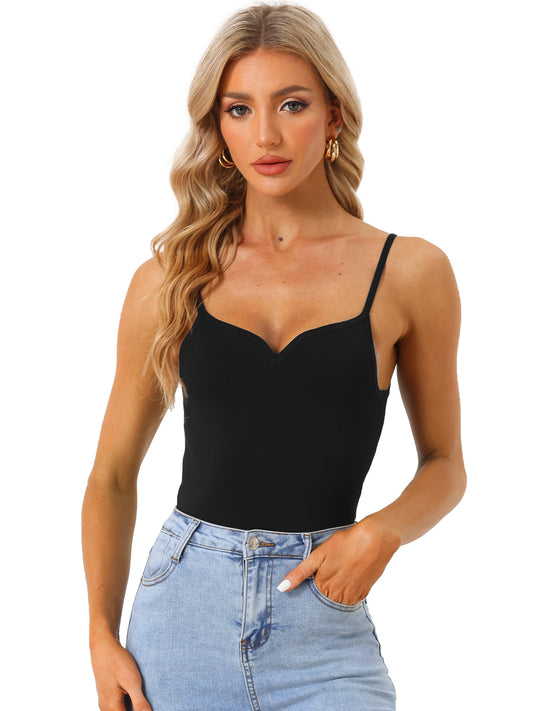Women's Sexy Shapewear Bodysuit Spaghetti Strap Sleeveless Sweetheart Neck Bodysuits Tank Top