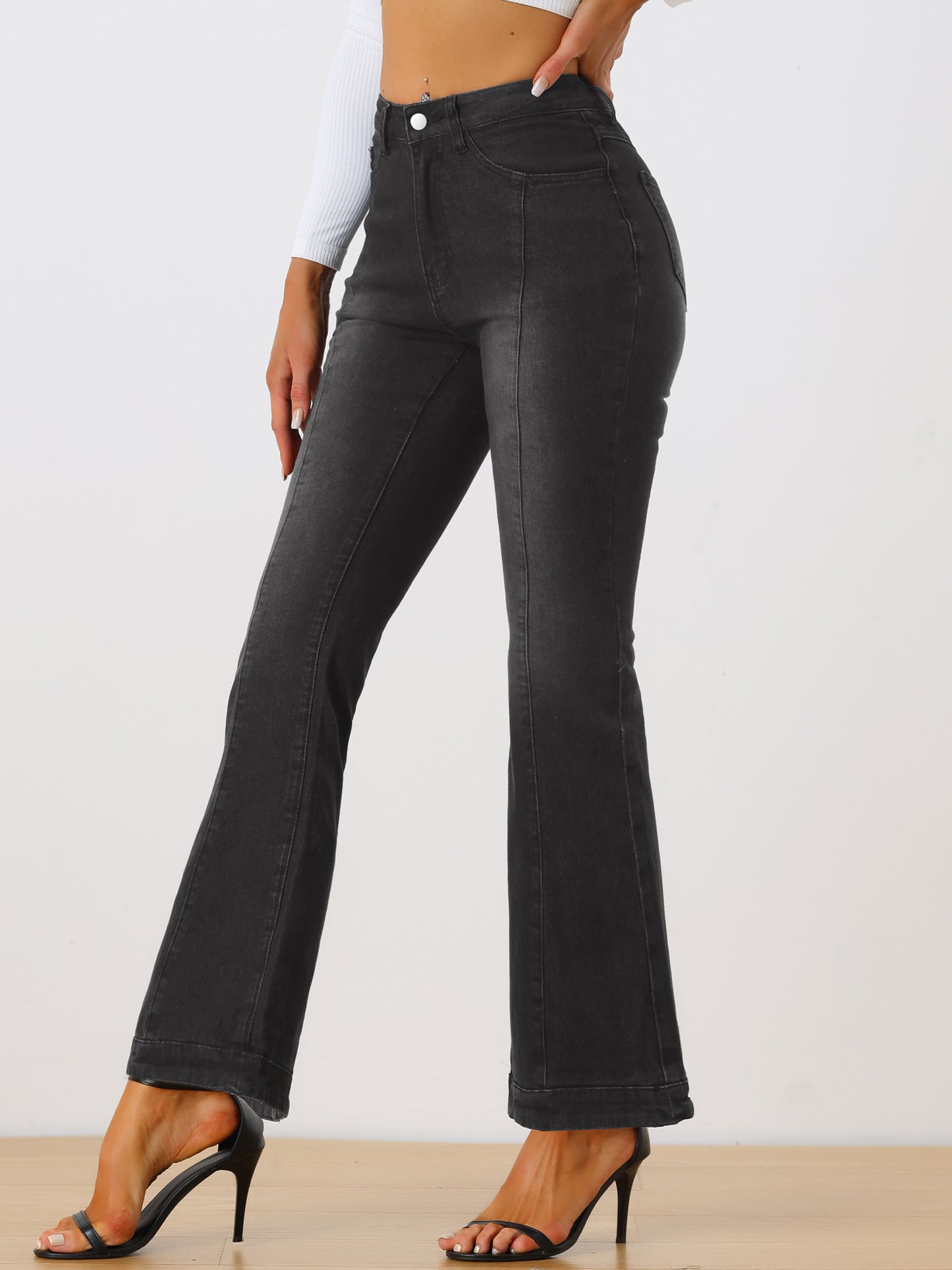 Women's High Waist Flare Jeans Retro Stretchy Denim Jean Pants Bell Bottom Jeans