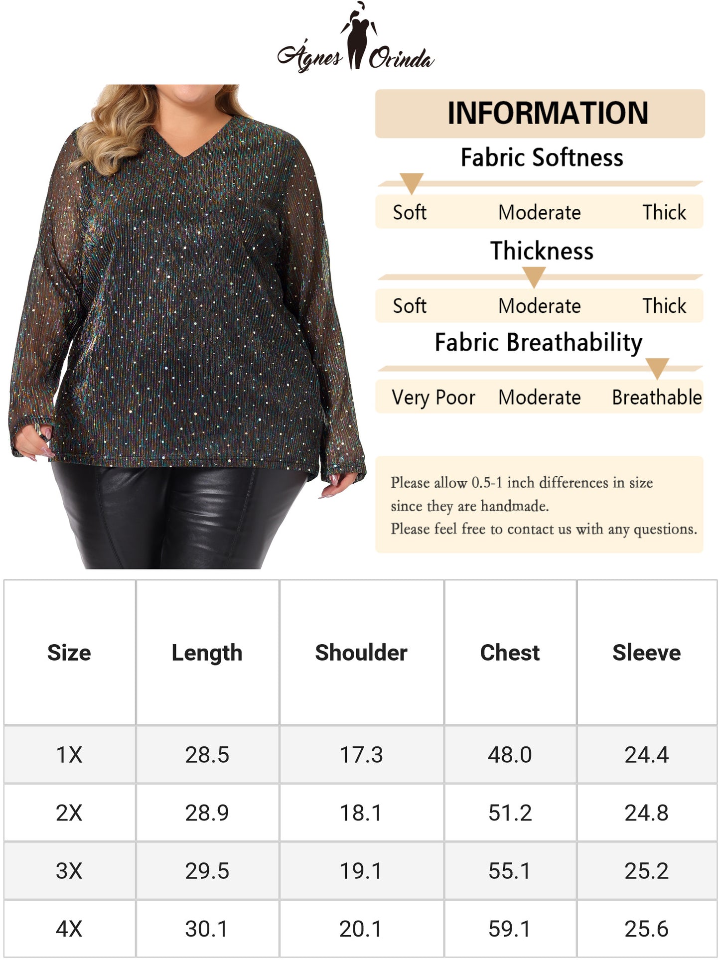 Women Plus Size Tops Long Sleeve Glitter Club Party Shirt Sparkle Blouse