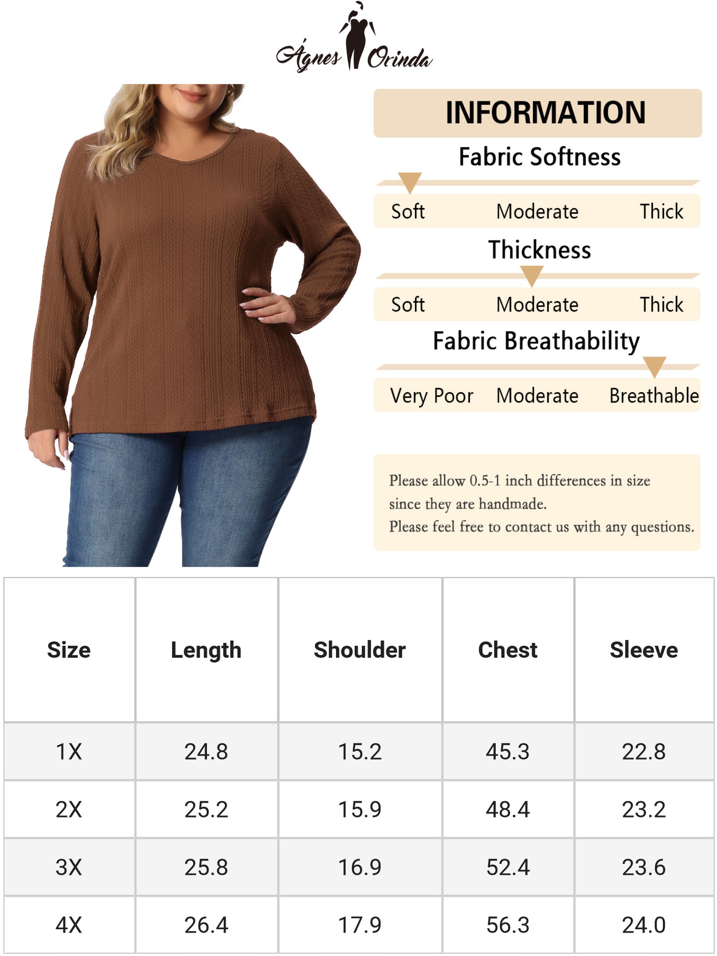 Women Plus Size Top V Neck Long Sleeve Basic Knit Pullover Tee T-Shirt