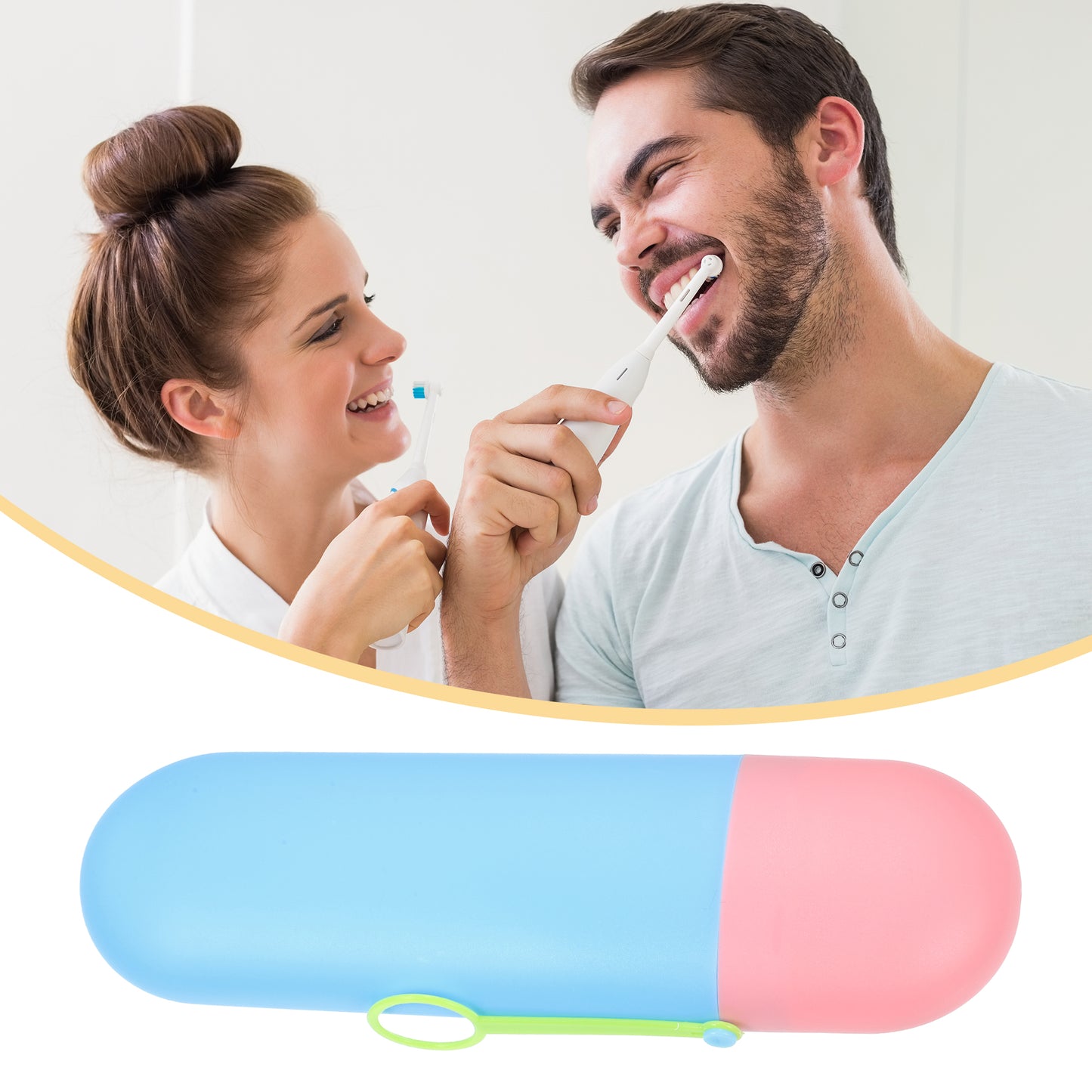 1 Pc Portable Plastic Traveling Toothbrush Holders Case, 7.87"x2.36"x1.38" Pink Dark Blue