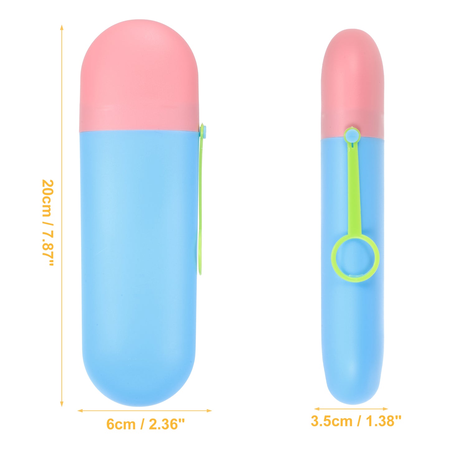 1 Pc Portable Plastic Traveling Toothbrush Holders Case, 7.87"x2.36"x1.38" Pink Dark Blue