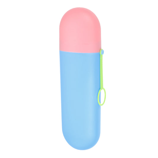 Estuche portátil de plástico para cepillos de dientes, 1 unidad, 7,87 x 2,36 x 1,38 pulgadas, rosa y azul oscuro.
