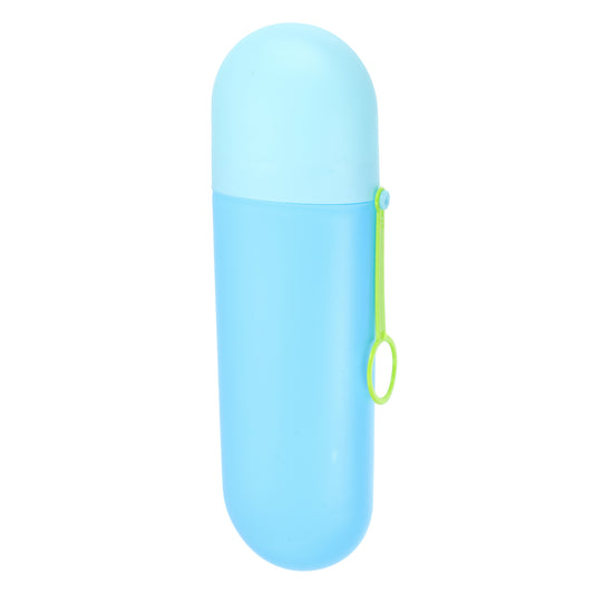 1 Pc Portable Plastic Traveling Toothbrush Holders Case, 7.87"x2.36"x1.38" Dark Blue Light Blue
